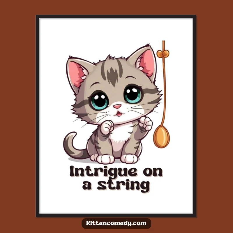 Funny Kitten String Digital Art - Instant Captivating Decor Print
