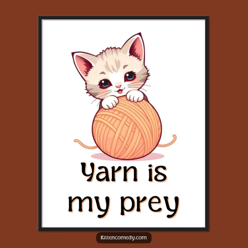 Download immediate cuteness with this funny digital art print of a kitten's yarn adventure. Perfect for framing and adding charm, a great funny gift.