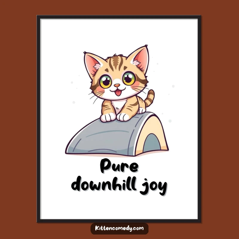 Funny Sliding Kitten Digital Art - Instant Thrills for Your Walls, A Fun Gift!