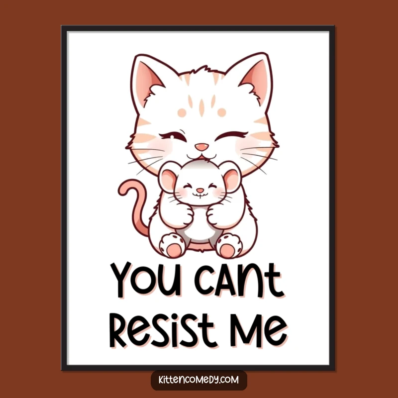 Funny Winking Kitten Digital Art Print for Mischievous Decor and Playful Charm