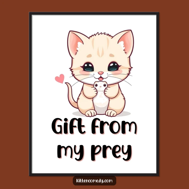 Funny Kitten Mouse Digital Art: Adorable Decor for Cat Lovers, Gift!