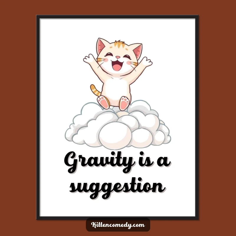 Funny Excited Kitten Digital Art Print for Instant Joyful Home Decor