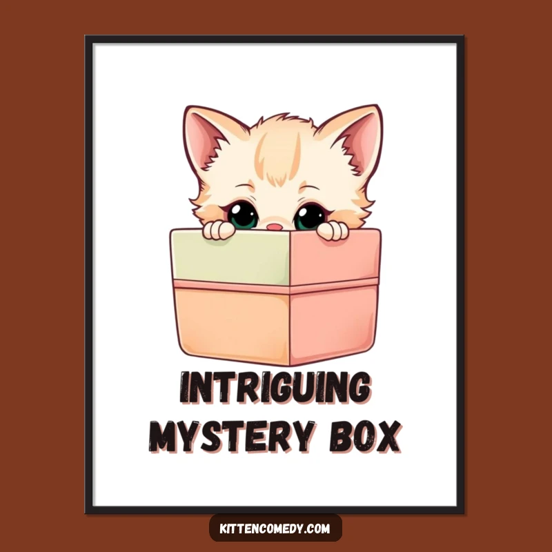 Funny Kitten Gift Box Digital Print - Instant Whimsical Art for Curious Spaces