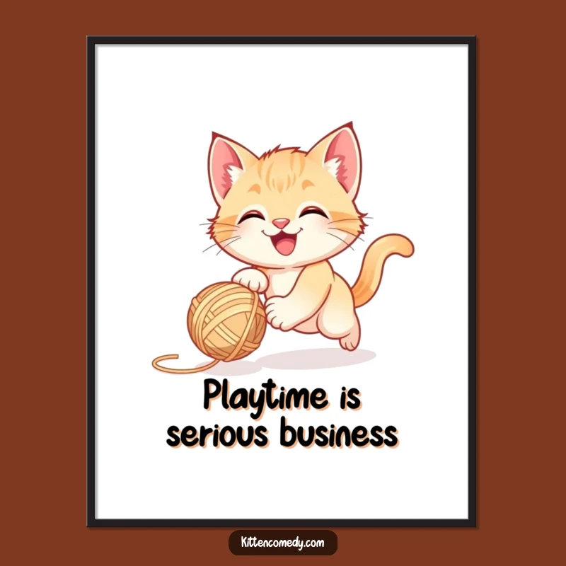 Funny Kitten Yarn Digital Art - Instant Playful Decor Print