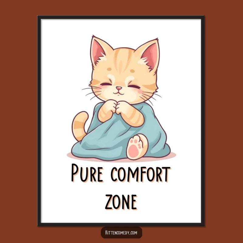 Funny Kneading Kitten Digital Art: Instant Download for Cozy Decor!