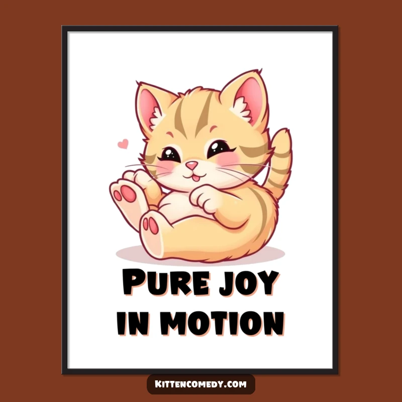 Funny Kawaii Kitten Digital Art - Rolling in Delight, Printable Joy Gift