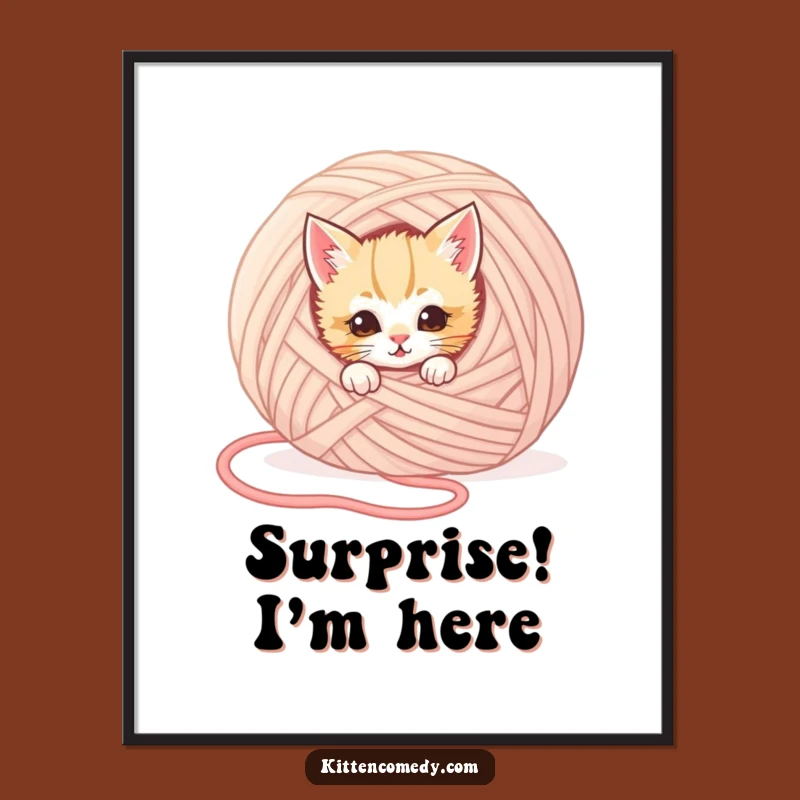 Funny Kitten Hiding Digital Art: Instant Humorous Mischievous Cat Decor