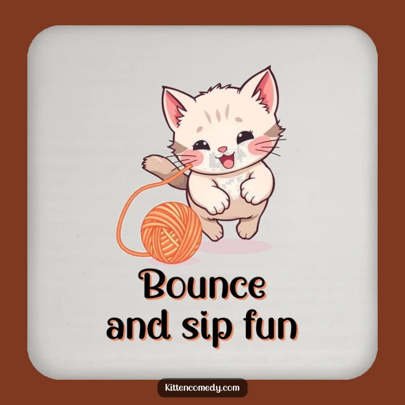 Funny Kawaii Kitten Yarn Ball Coasters: Playful & Humorous Decor