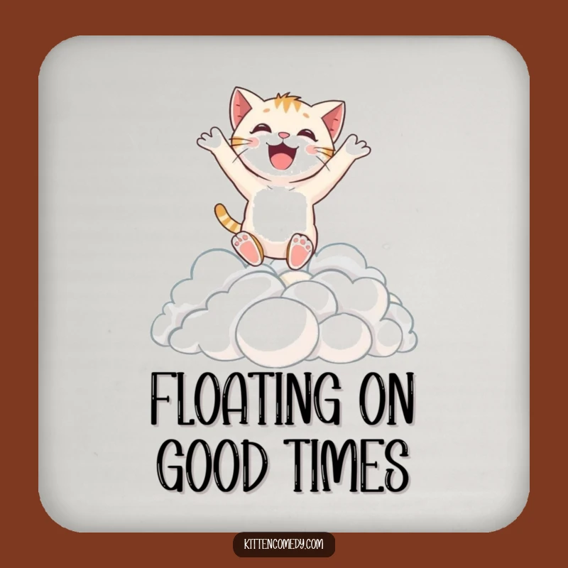 Funny Excited Kitten Coaster Set for Joyful Table Protection and Fun