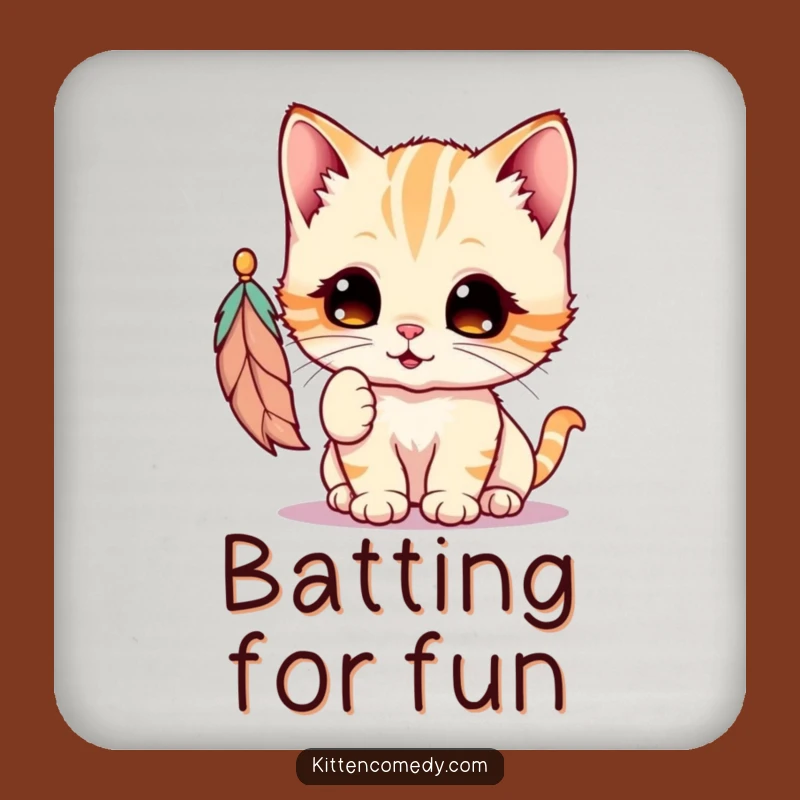 Funny Kawaii Kitten Feather Coaster: Cute Cat Drink Protector Gift