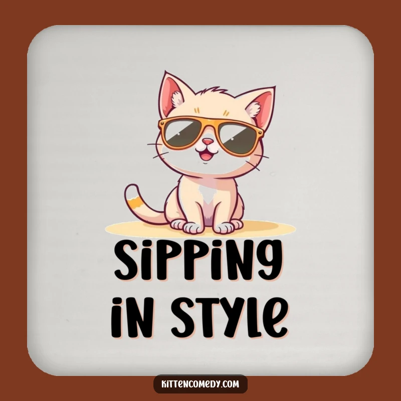 Funny Kitten Sunglasses Coaster: Protect Surfaces with Cool Style, Awesome Funny Gift