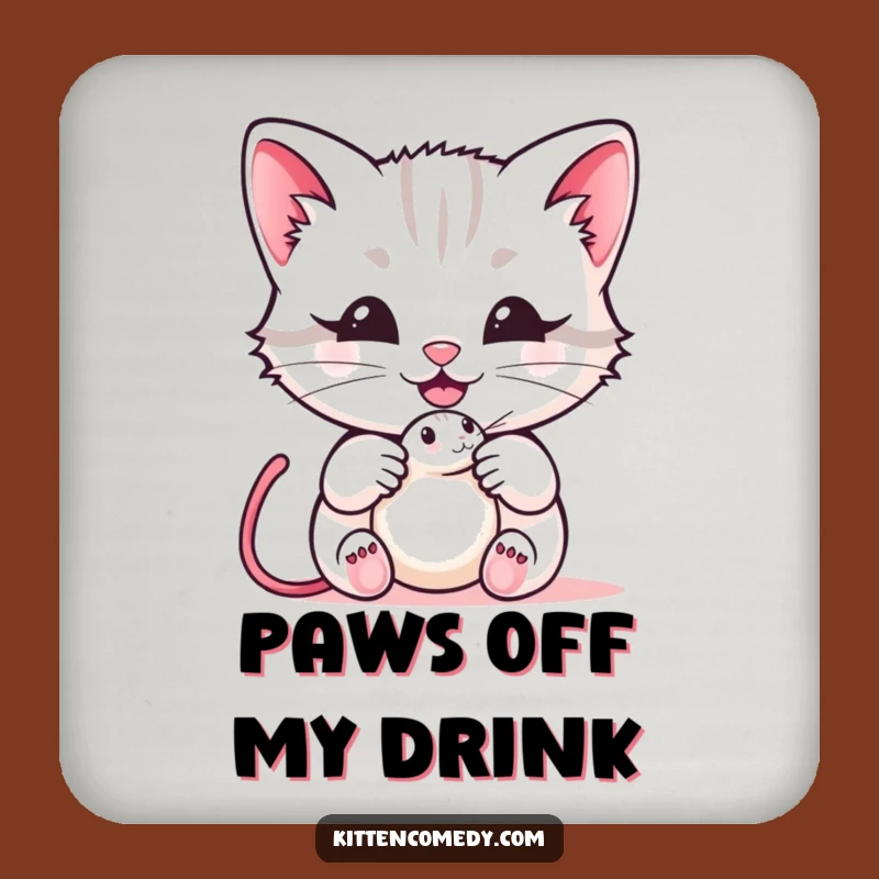 Funny Kawaii Kitten Coaster - Protect Surfaces with Happy Meow & Toy Gift