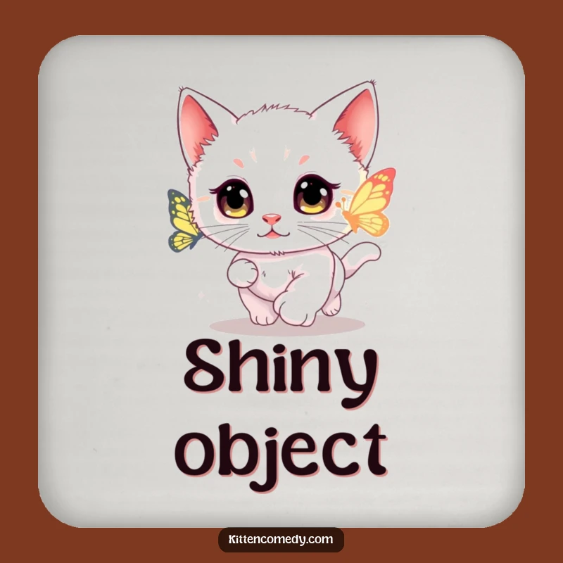 Funny Kawaii Kitten Butterfly Chase Coaster Set - Whimsical Table Protection Gift