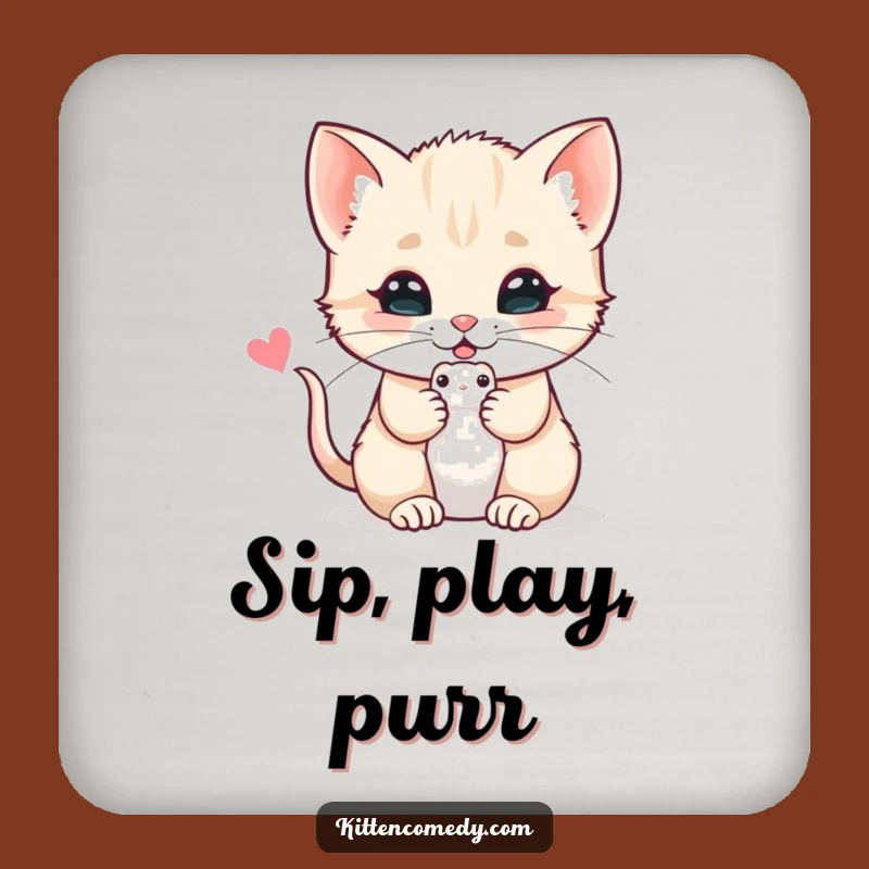 Funny Kitten Mouse Coaster: Protect Surfaces with Cuteness, Gift!