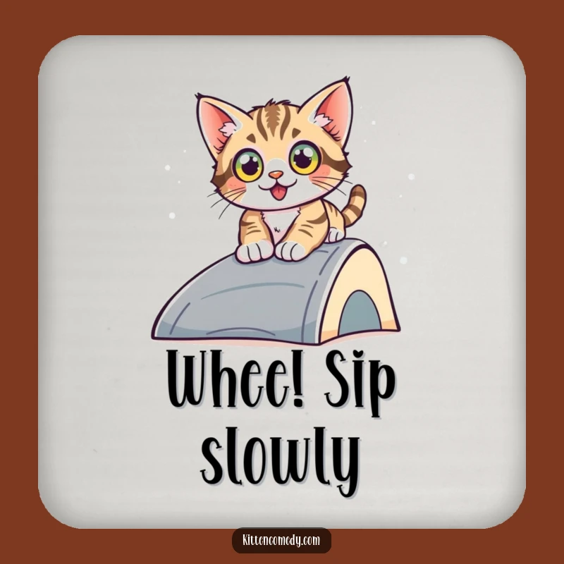 Funny Sliding Kitten Coaster - Pawsitively Thrilling Protection, A Small Gift!