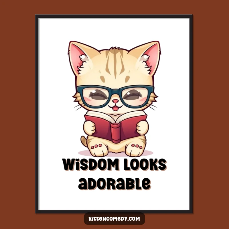 Funny Giggling Kitten Poster for a Whimsical and Intellectual Wall Display