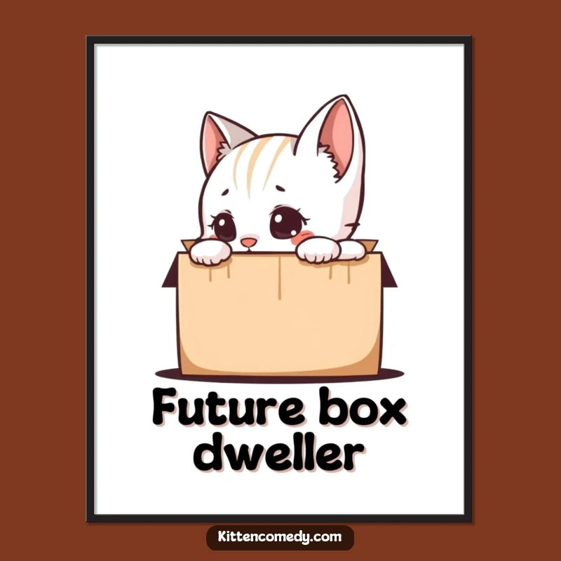 Funny Kitten Peeking in Box Poster - Whimsical & Humorous Wall Art