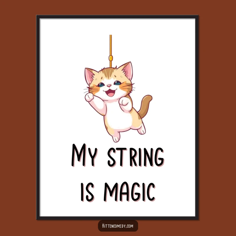 Funny Kitten Pouncing Poster: Whimsical & Humorous Cat Art Print Gift