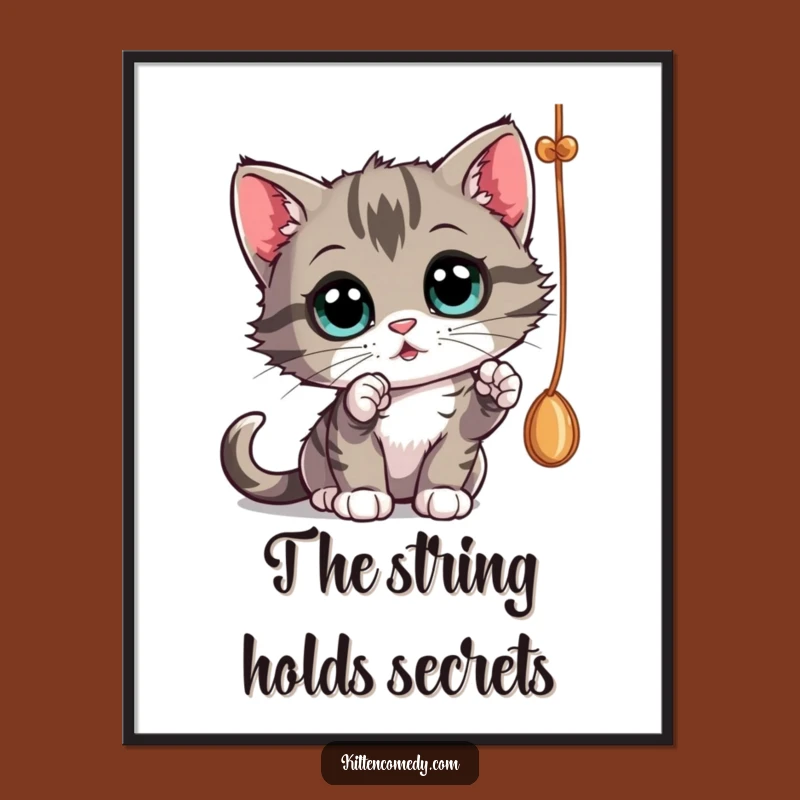 Funny Kitten String Focus Poster - Captivating Wall Art Gift