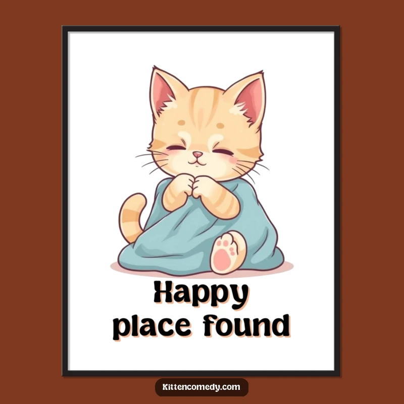 Funny Kneading Kitten Poster: Adorable Feline Art for Cozy Spaces!