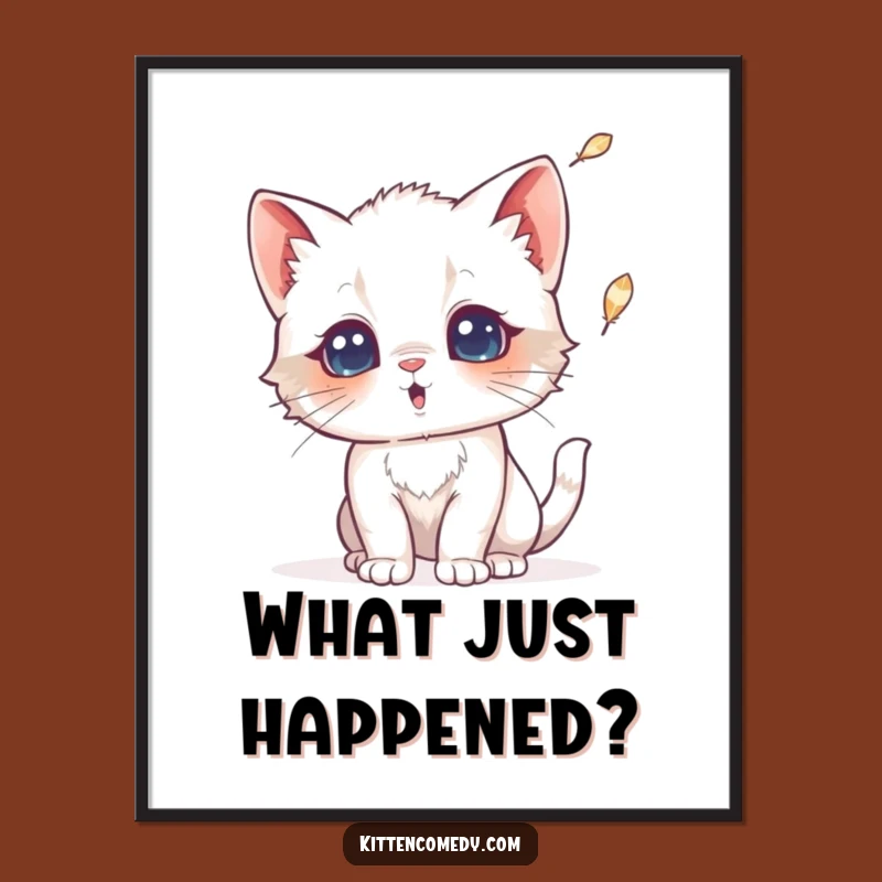 Funny Surprised Kitten Poster: Adorable Feline Reaction Art!