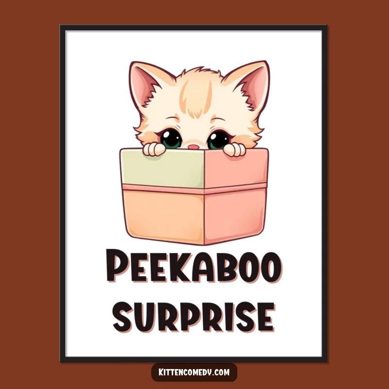 Funny Kitten Gift Box Poster - Whimsical Wall Art for a Humorous & Curious Space