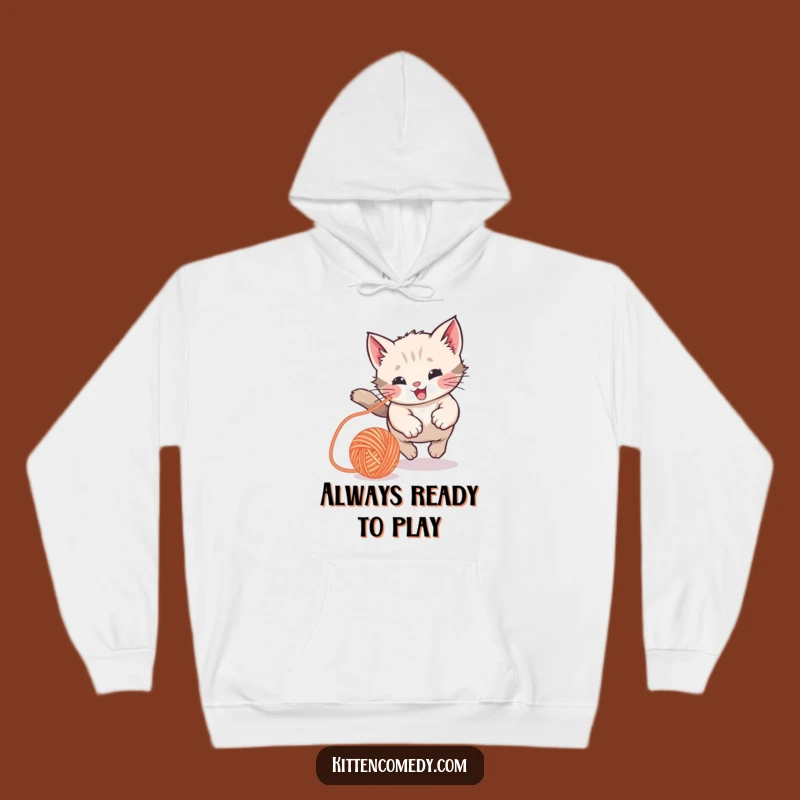 Funny Kawaii Kitten Yarn Ball Hoodie: Cozy & Playful Humorous Gift