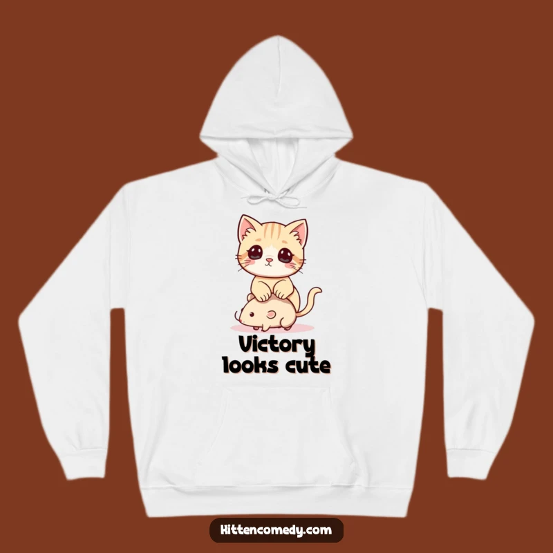 Cozy Funny Kawaii Kitten Hoodie: Playful Cat & Mouse, Warm Gift!