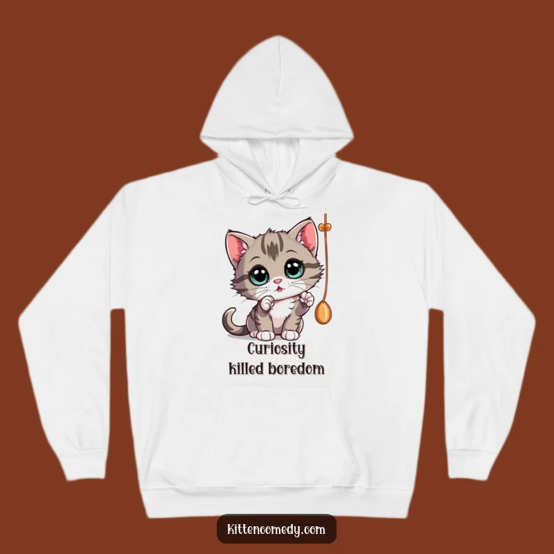 Cozy Funny Kitten Curiosity Hoodie - Warm and Engaging Gift