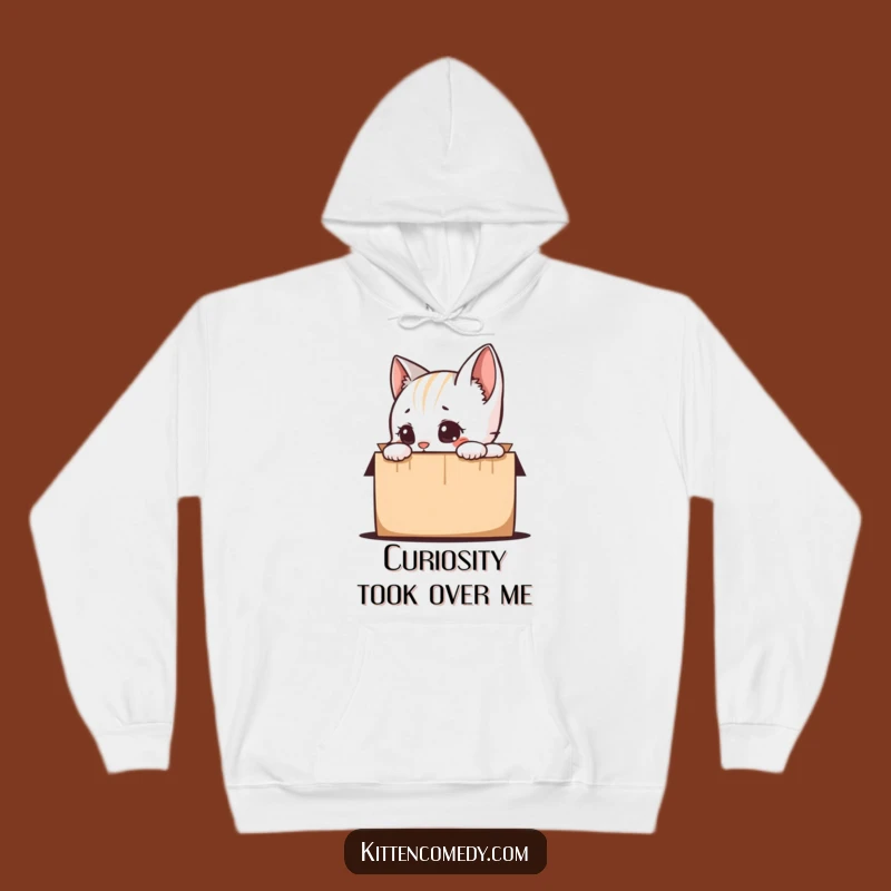 Funny Kitten Peeking in Box Hoodie - Cozy & Humorous Cat Lover Gear