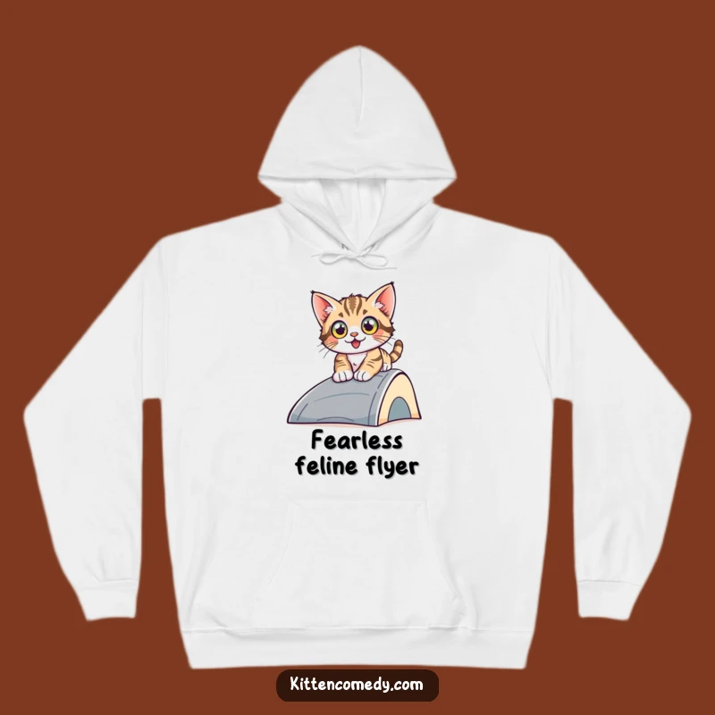 Funny Cozy Sliding Kitten Hoodie - Adventure Ready, A Great Gift!
