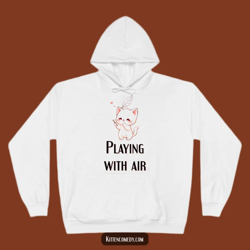 Funny Kawaii Kitten Feather Batting Hoodie - Cozy Feline Friend for Warm Playful Moments Gift