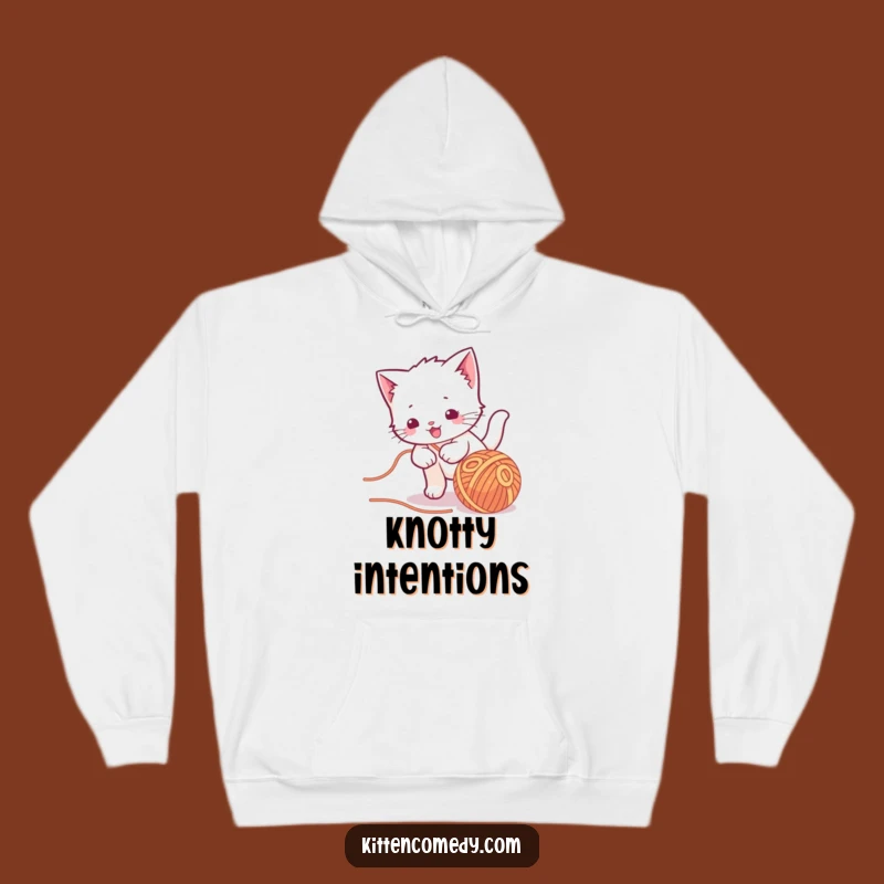 Funny Kawaii Kitten Yarn Ball Hoodie - Cozy Feline Friend for Warm Playful Moments Gift