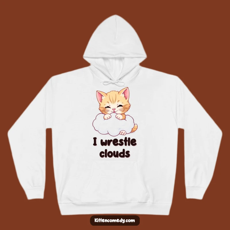 Funny Cheerful Kitten Cloud Hoodie, Cozy Dreams and Hilarious Comfort