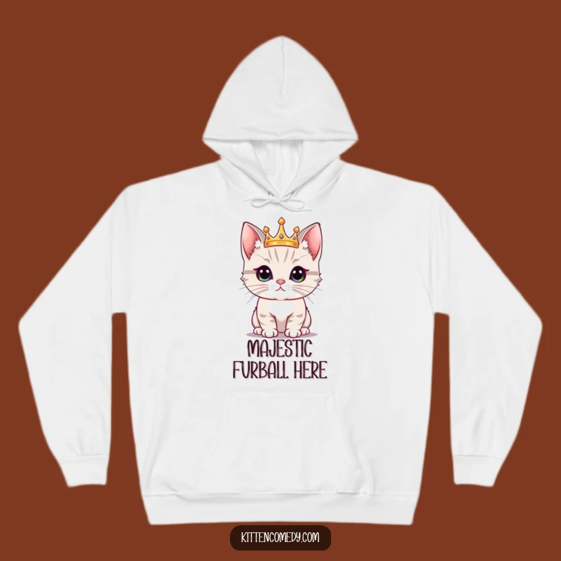 Funny Kawaii Kitten Crown Hoodie: Cozy Royalty for the Ultimate Funny Gift