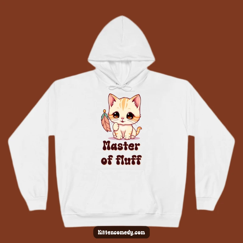 Funny Kawaii Kitten Feather Toy Hoodie: Cozy & Adorable Cat Lover Gift