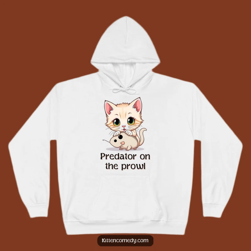 Funny Kitten Pouncing Hoodie: Cozy Hunter Sweatshirt, Hilarious Wide Eyes Gift