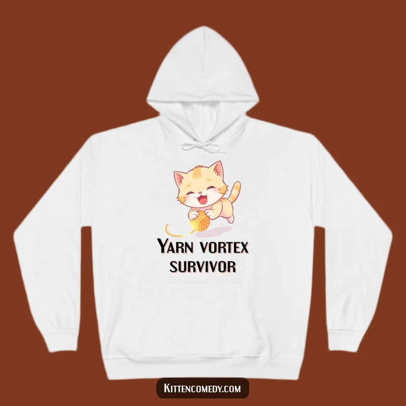 Funny Kitten Yarn Chase Hoodie: Cozy & Humorous Cat Lover Gift
