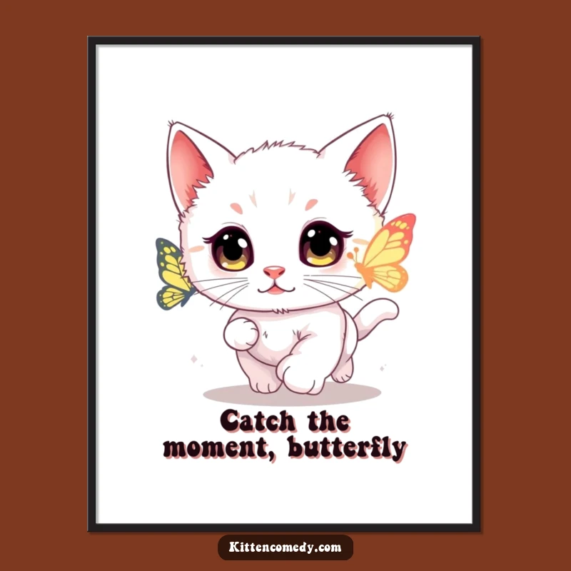 Funny Free Printable Wall Art: Kitten Butterfly Wonder - Whimsical Downloadable Decor