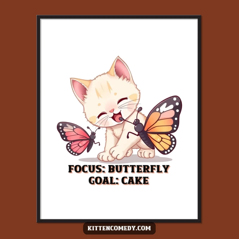 Funny Free Printable Wall Art: Pouncing Kitten Decor for Whimsical Spaces
