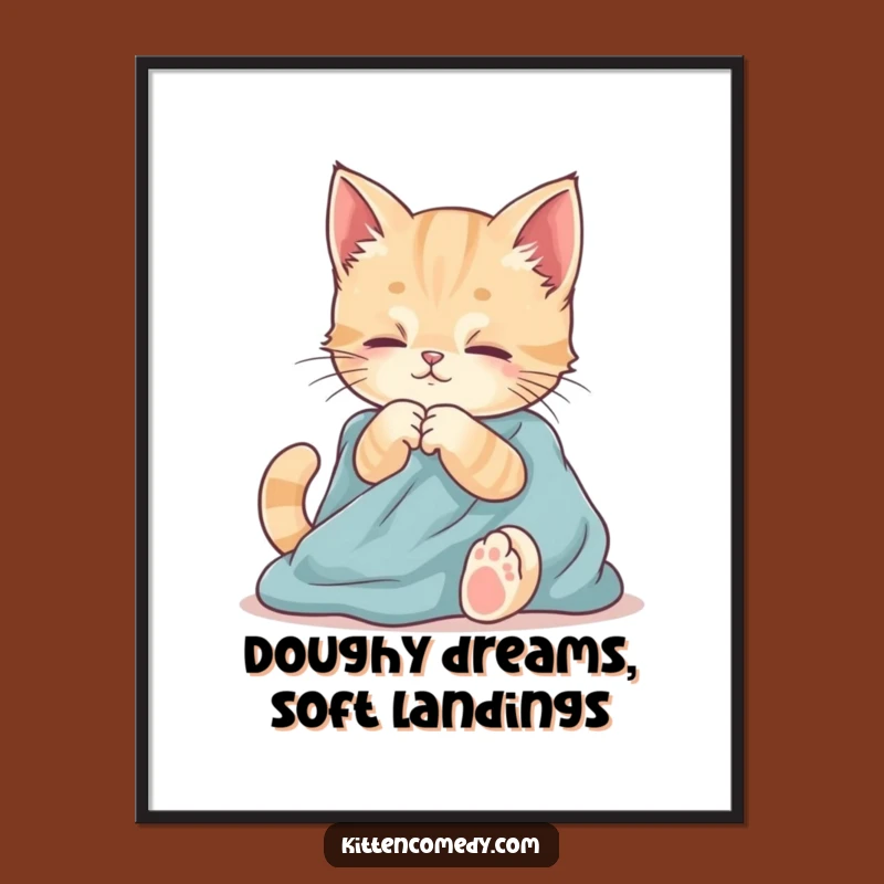 Free Printable Wall Art: Cozy Kitten Kneading, Comforting Downloadable Decor