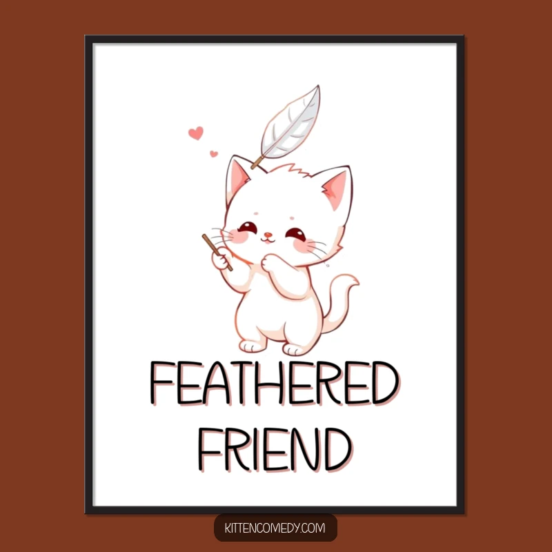 Free Printable Wall Art: Kitten Feather Art, Whimsical Downloadable Decor