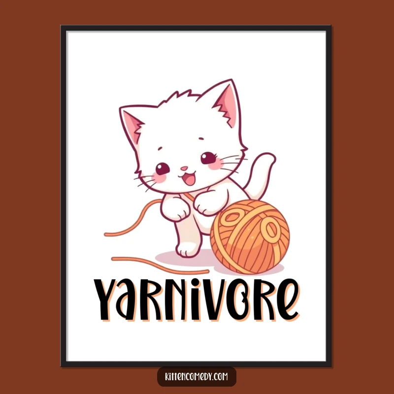 Free Printable Wall Art: Kitten Yarn Art, Whimsical Downloadable Decor