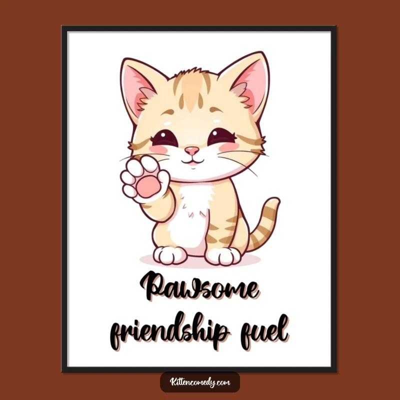 Funny Free Printable Wall Art: High-Five Kitten Decor for Cozy Spaces