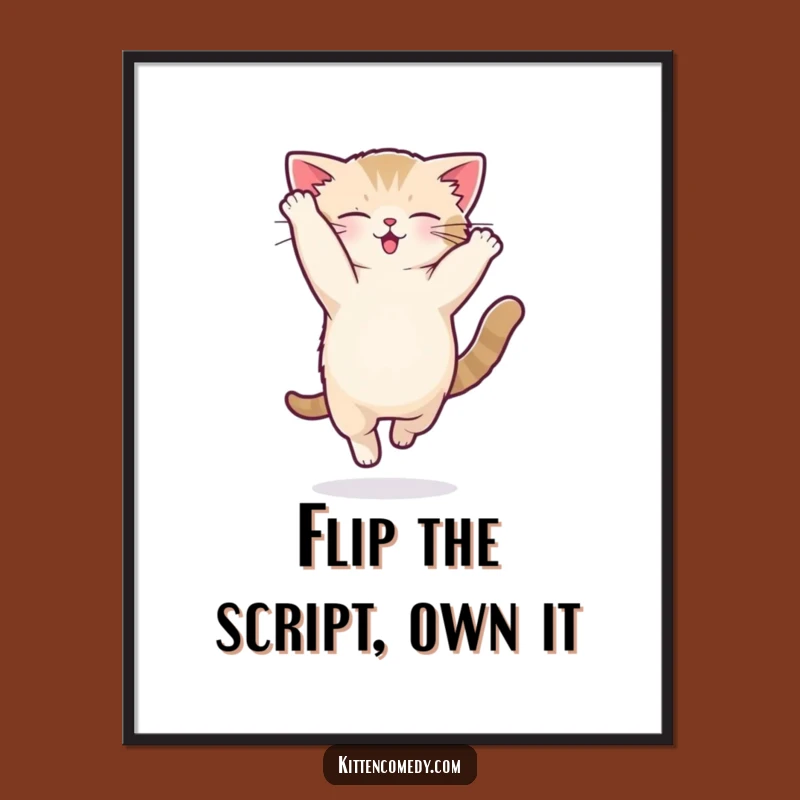 Funny Free Printable Wall Art: Kitten Acrobat - Whimsical Downloadable Decor