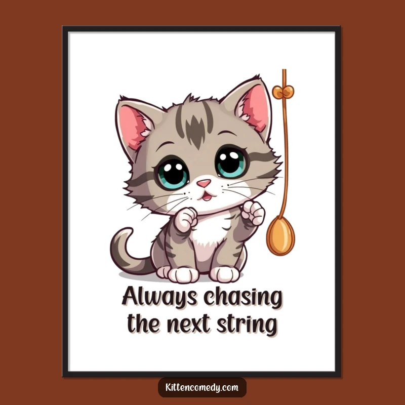 Funny Free Printable Wall Art: Kitten String Play Curious Eyes