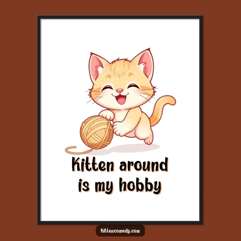Funny Free Printable Wall Art: Kitten Yarn Ball Chase Downloadable Art