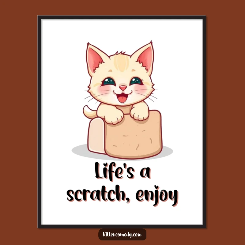 Funny Free Printable Wall Art: Grinning Kitten Slide - Whimsical Downloadable Decor