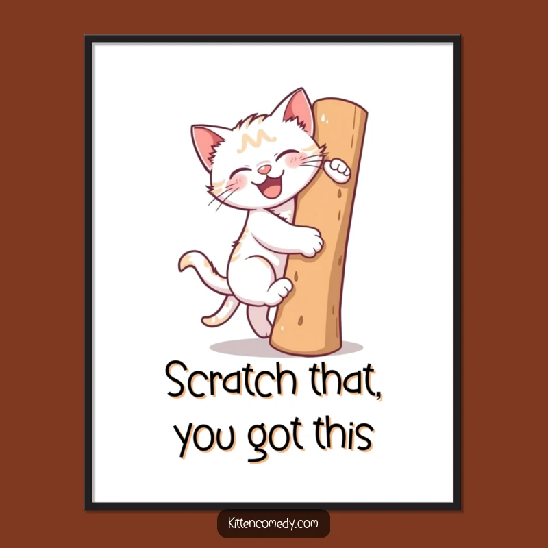 Free Printable Wall Art: Gleeful Kitten Climbing, Energetic Downloadable Art