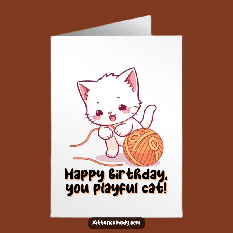 Free Printable Birthday Card: Playful Kitten Yarn Fun, Hilarious Downloadable Gift